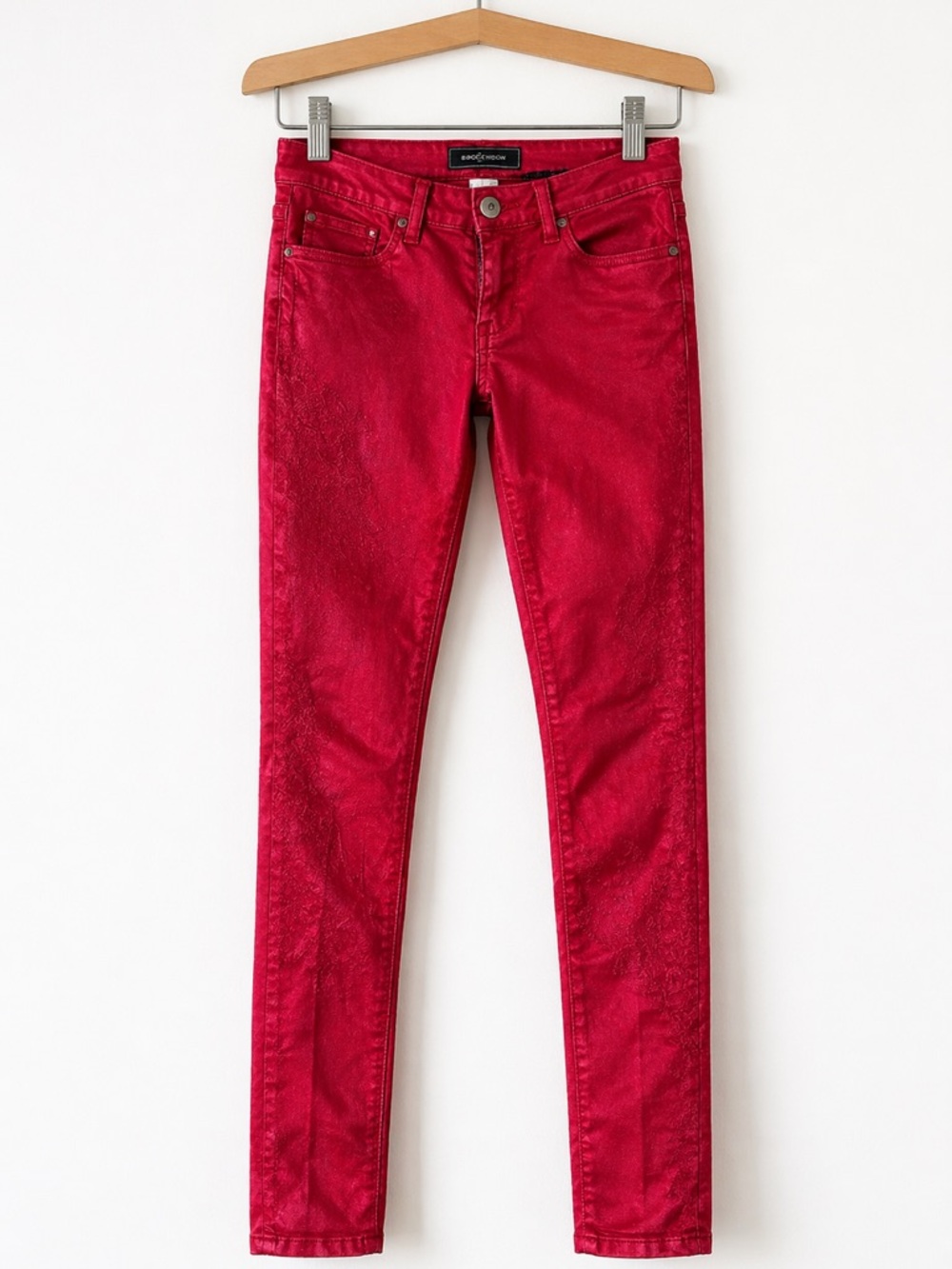 Brockenbow Emma Red Coated Skinny Jeans Textured Size 25
